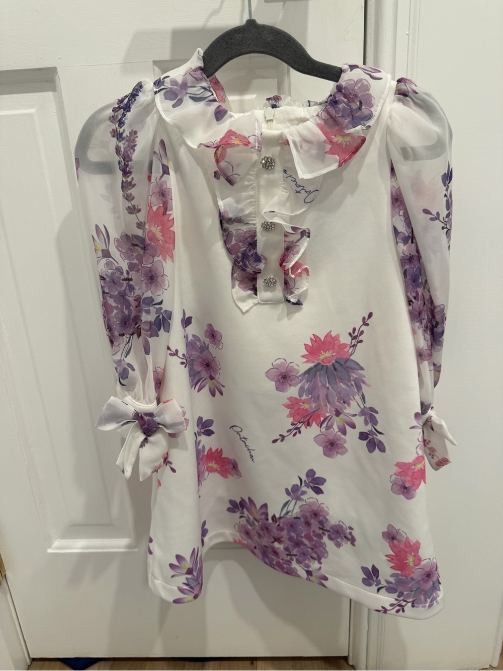 Patachou white purple floral dress size 4